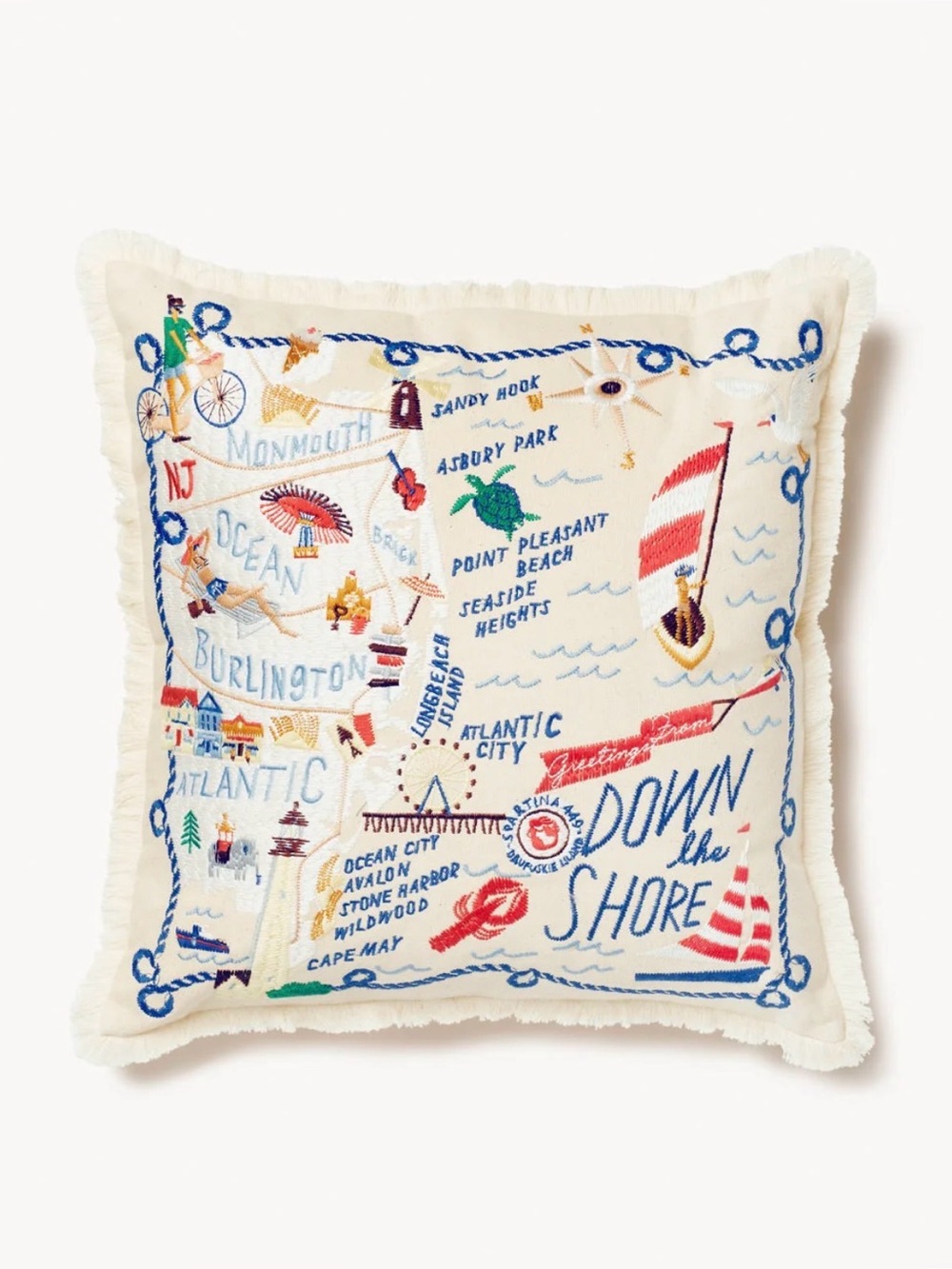 Spartina 449 New Jersey Coastal Accent Pillow - Down The Shore - BRAND NEW